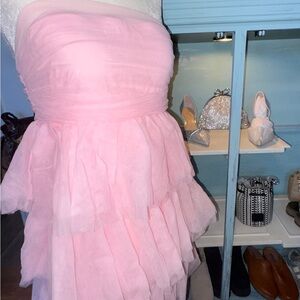Begging Boutique Birthday Girl Pink Party Tulle Strapless Ruffle Dress
